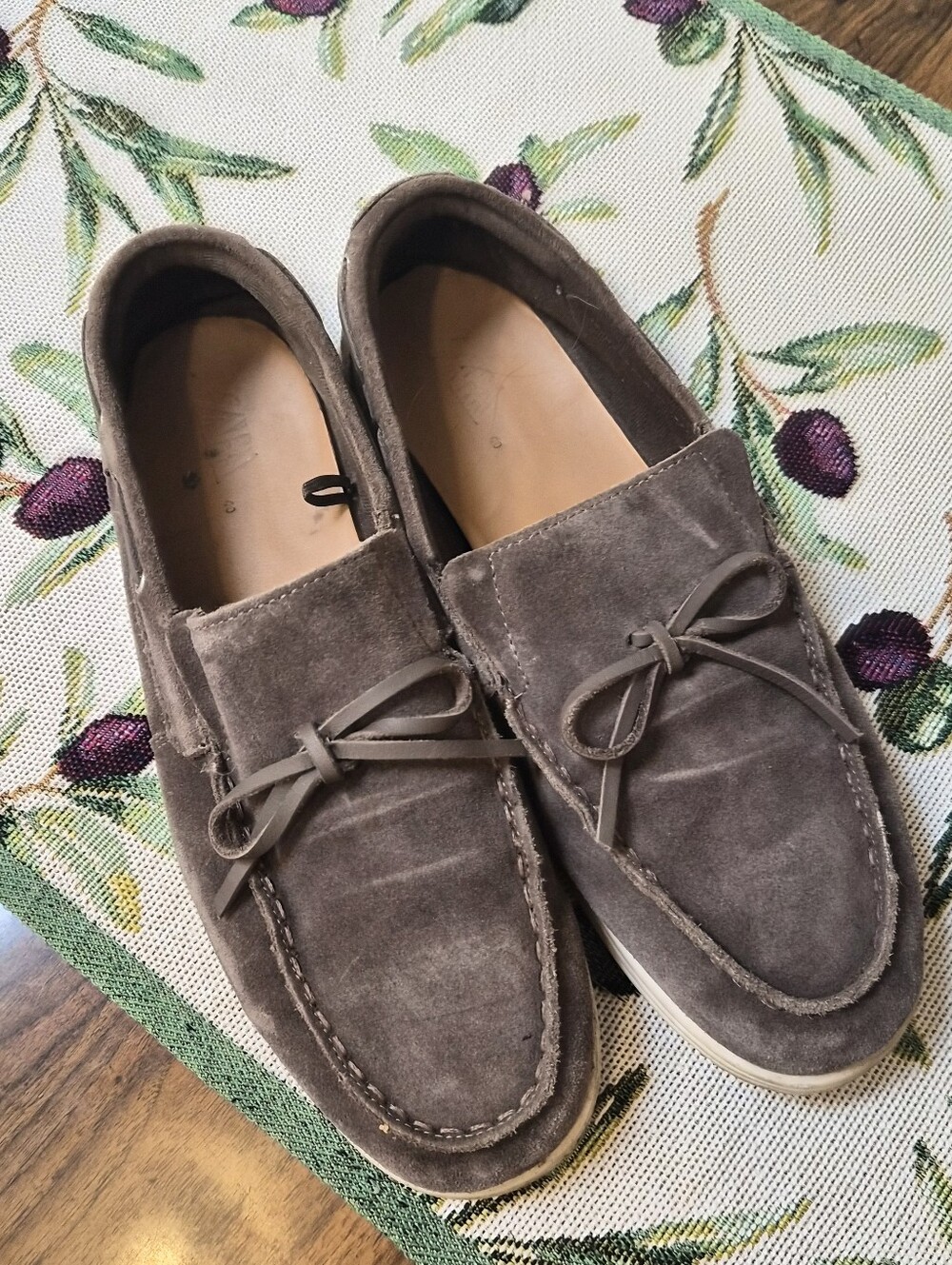 Zara Brown Suede Slip-On Moccasin Loafers Sz 40